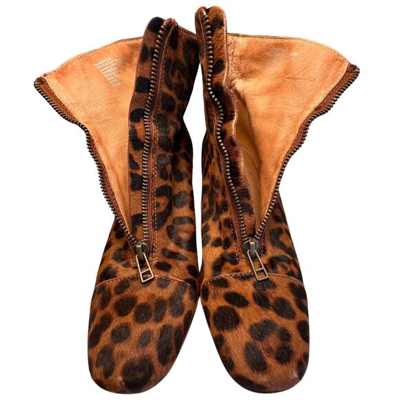 Madewell Amalia Leopard Booties Calf Fur Ankle Boots Front Zip Sz 7.5 Mob Wife - Picture 16 of 16